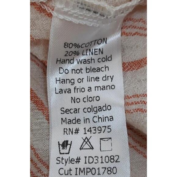 NWT Millibon Sleeveless Linen Tiered Dress Natural Stripe Dress L - Picture 6 of 6